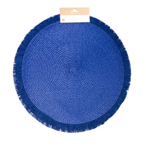 NDO 4 PK FRINGE PLACEMAT BLUE