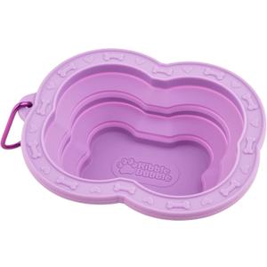 3 x Silicone Collapsible Dog Bowl Purple Bone