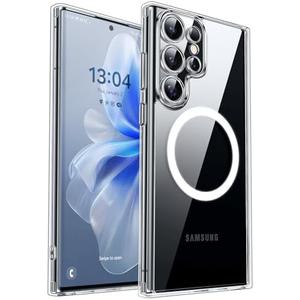 CANSHN Designed for Samsung Galaxy S22 Ultra Case Clear [Full Camera Protection] [Compatible with MagSafe] Non-Yellowing Shockproof Protective Phone Cover 6.8 Inch - Clear