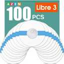 AZEN 100 Pack Freestyle Sensor Covers for Libre 3, Waterproof Adhesive Patches, Waterproof Adhesive Transparent Tape
