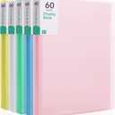 Phyxin 60-Pocket Portfolio Binder Organizer, Binder Sheet Protectors 8.5" x 11", Displaying 120 Page Plastic Folders for Documents, Document Organizer for Concert, Artwork, School & Office Use, 5 Pack