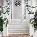 2 Pcs 22'' Christmas Teardrop Swag Coastal Christmas Decor Beach Decoration with Norfolk Pine Seashells Starfish Wreath for Outdoor Front Door Mentle Fireplace