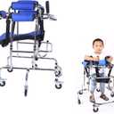 Walkers Disabled Children Cerebral Palsy Disabled Kids Walker Six Wheel Anti Tilt Foldable Belt Seat Adjustable Height Width, Disabled Auxiliary Equipment Rehabilitation Training Walking Aid (35*29*27in)