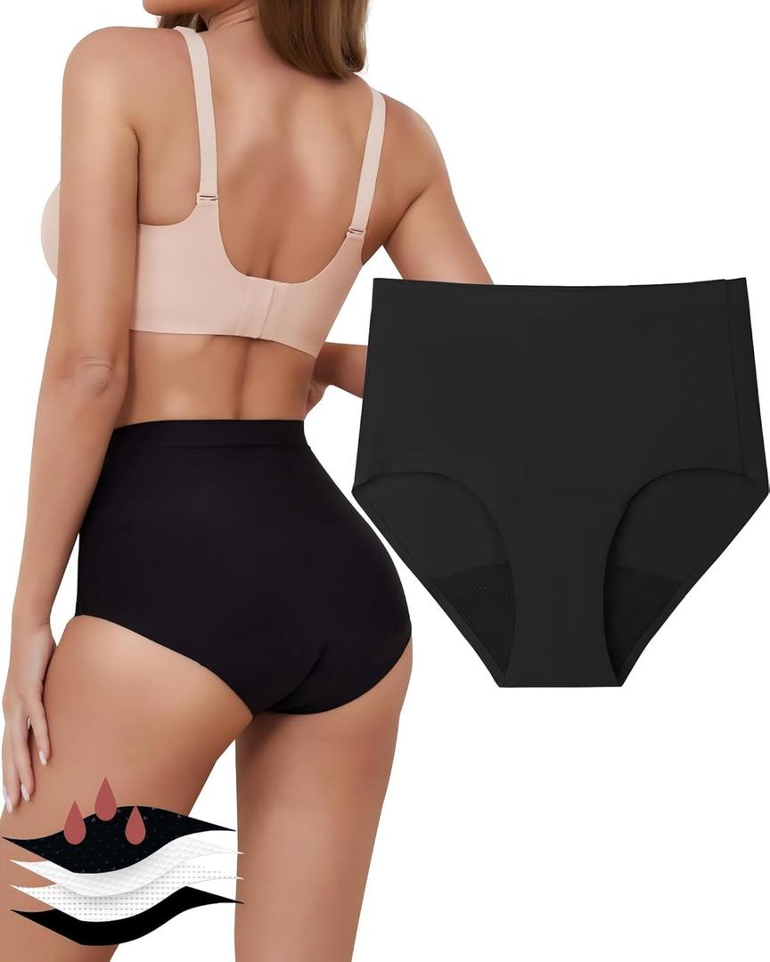 Period Underwear for Women High-Waist, Reusable Leakproof Heavy Absorbency for Heavy Flow & Bladder Leaks (XX-Large, Black*1)