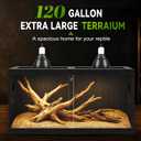 PROLEE 120 Gallon Bearded Dragon Tank, 4x2x2 Reptile Enclosure with Wood Side Panels, Tempered Glass Front Sliding Doors and Ventilated Mesh Roof, Large Lizard Habitat, Black