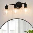 WILON Black Bathroom Light Fixtures Over Mirror, 3-Light Bathroom Vanity Light with Clear Glass Shades, Farmhouse Bath Sconce Wall Lamp with E26 Base, Wall Sconces for Bedroom, Hallway