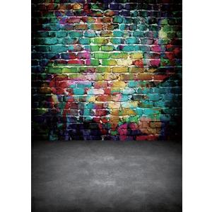 5x7ft Colorful Brick Wall Backdrop Graffiti Photography Backdrops 80's Hip Hop Disco Birthday Graduation Themed Party Decoration Background Photo Studio Props F56