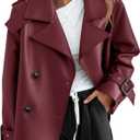 Yousify Womens Textured Faux Leather Jackets Oversized Button Down Motorcycle Clothes Casual Fall Trendy Coat Outerwear, Large