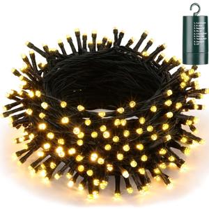 Joomer Battery Christmas Lights, 66ft 200LED Fairy Lights Battery Operated Timer 8 Modes Waterproof for Outdoor Home Garden Party Holiday Christmas Trees Decoration (Warm White)