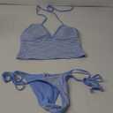 seamoly Women's Tankinis Striped Halter String Tie Side 2 Piece Tankini Sets Swimsuit (Medium)