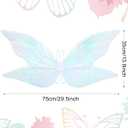 Cindeer 4 Pcs Adult Fairy Wings Kids Cosplay Party Sheer Butterfly Fairy Costume Princess Wings for Women (White)