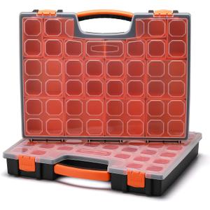 EMENTOL 2PCS Multi-Purpose Portable Organizer Box Set with 44-Removable Compartments, 2 Pieces Professional Boxes with Dimension 16.2"L*13"W*2.3"H
