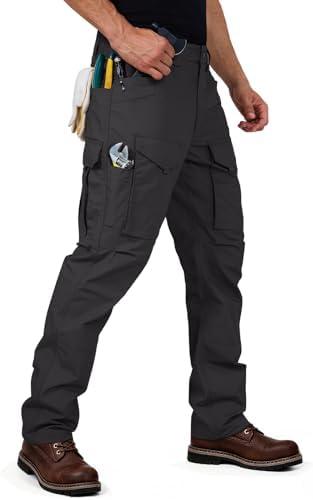 FREE SOLDIER Men's Cargo Pants,Tactical Pants for Men Stretch,Durable Ripstop EDC Work Pants for Hiking L