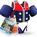 AEOCOO Kids Pool Floaties 123579 Years Old, Toddler Swim Vest 20305070 Pounds, Comfortable Extended Wear Kids Float Jacket with Crotch Strap, Bright Design and Unpadded Sides, Red