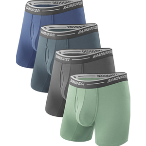 BAMBOO COOL Men's Underwear Boxer Briefs Soft Breathable Underwear (4 Pack), XL