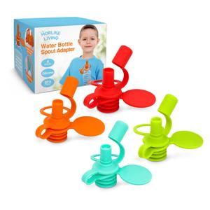 Morlike Living Water Bottle Spout Adapter, Silicone Baby Water Bottle Adapter for Toddlers, Protects Kids Mouth - No Spill & BPA Free (Mix - 4 Pack)