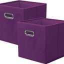 ShellKingdom Storage Bins, Foldable Fabric Storage Cubes And Cloth Storage Organizer Drawer with Metal Handle For Closet And Toys Storage, 11 X 10.5 X 10.5 INCH, 2 Pack (Purple)