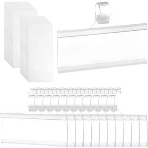 150 Pcs Clear Plastic Wire Shelf Label Holders, Reusable Price Tag Display with Snap Lock, Shelf Tags for Supermarket, Retail, Pantry, 3" x 1.4"