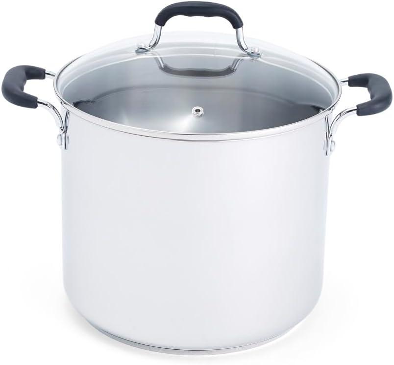 T-fal Specialty Stainless Steel Stockpot 12 Quart Oven Safe 350F Pots and Pans, Cookware Silver (12 Quarts)