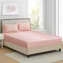 California King Silk Satin Fitted Sheet, Soft Deep Pocket Single Bottom Bed Sheets Sold Separately, Wrinkle Free, Non- Fading, Breathable, Fully Elasticized(Cal King Size, Blush)