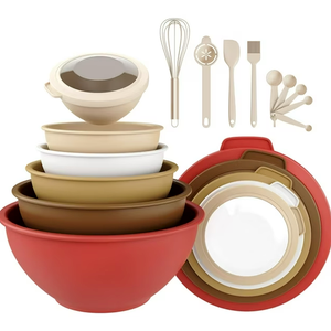 Drunkpine Mixing Bowls with Airtight Lids Set,Colorful Serving Bowl for Kitchen,Include 21 Piece Plastic Nesting Bowls Set,Great for Mixing,Serving,Baking