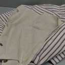 Awellife Farmhouse Beige Shower Curtain Button Linen Textured Woven Fabric, Pleated Beige Stripe, Country Style, 72x72 Inch