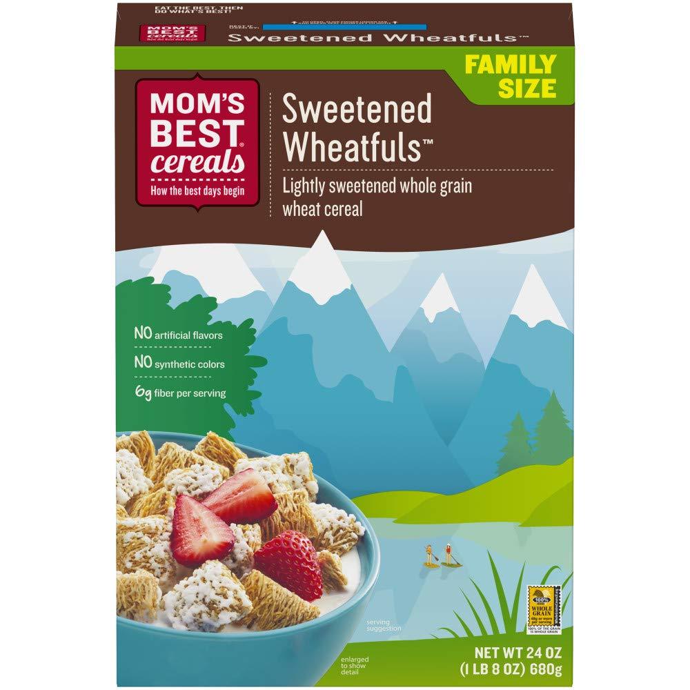 Mom's Best Sweetened Wheatfuls Cereal, Whole Grain, No High Fructose Corn Syrup, 24 Oz Box (Pack of 12),  BB 07/12/2026