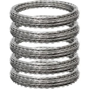 Razor Wire 250FT, Galvanized BTO-22 Razor Wire Fence Stretched Ribbon Barbed Wire Coils for Farm, Fence, Garden