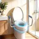 Toilet Seat Riser with Handles, 395lb Heavy-Duty Elevated Toilet Seat Elongated - 2.91" Raised V-Shaped Toilet Seat with Arms, Quick Release, Soft Close, Non-Slip, Universal Fit for Bathroom Safety