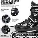 2PM SPORTS Vinal Girls Adjustable Flashing Inline Skates, All Wheels Light Up, Fun Illuminating Skates for Kids Men Adult Women and Boys,XL