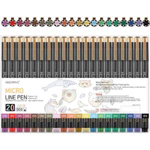 005 Micro Pen,20 Colors Waterproof Ink 0.20mm Fine Tip FineLiner Pens for Art Illustration,Sketching, Anime, Bullet journal,and Technical Drawing