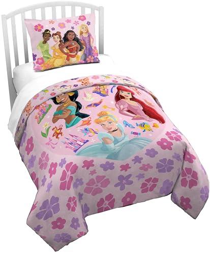 Jay Franco Kids Duvet Cover Set – 2 Piece Super Soft Bedding with Sham Pillowcase, Cover ONLY Comforter Not Included, Pink - Princess, Twin