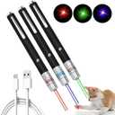 3 Pcs Laser Pointer for Cats Dogs Rechargeable Cat Laser Interactive Cat for Indoor Pet Toys Laser Presentation Remotes Red Light (3 PCS Pack Color Mixed, USB Rechargeable)