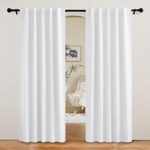 RYB HOME White Curtains 80 inches Long, Thermal Insulating Large Window Curtains for Living Room Sliding Glass Door Dining Home Office Backdrop, Pure White, W 42 x L 80 per Panel, 2 Panels