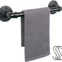 Jeasor Industrial Pipe Towel Rack Towel Bar, Heavy Duty Wall Mounted Rustic Farmhouse Bath Towel Holder for Bathroom (Black, 12 inch)