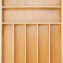 Silverware Organizer Kitchen Drawer Organizer Utensil Organizer Bamboo Silverware Holder Cutlery Organizer in Drawer Flatware Organizer Tray(7 slots, Natural