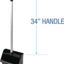 Boardwalk Commercial Lobby Dust Pan, 11.75 x 37, 34" Long Handle, Plastic/Aluminum, Black/Silver, Large Capacity