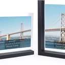 Lavezee 2 Pack 8x10 Picture Frames Made of Black Wooden L-shaped Base with Glass, Double Sided Display Photo Pictures 8 by 10 inch Vertical Horizontal for Tabletop Frame
