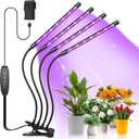 Shyineyou Grow Lights for Indoor Plants Full Spectrum, 80 LEDs Plant Lights for Indoor Growing with 3/9/12H Timer, 3 Color Modes & 9 Brightness, 4 Heads Clip-On Plant Grow Light (Red & Blue & White)
