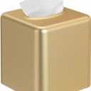 Livelab Tissue Box Cover, Square Metal Tissue Box Holder Modern Decor Facial Napkin Holder Tissue Box Dispenser for Bathroom Vanity Countertop, Living Room, Bedroom, Office - Gold