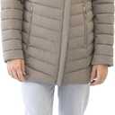 Nine West Women’s Short Puffer Coat with High Collar and Zip Pockets – 29" Length - Taupe (2X-Large)