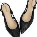 Modatope Slingback Flats for Women Pointed Toe Ballet Flats Classic Low Heel Sandals Dress Shoes, 10