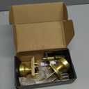 Interior Pismo Doorknobs for Bath & Bedroom, Gold Door Knobs with Camelot Trim, Satin Brass Door Knob with Lock (1-Privacy)