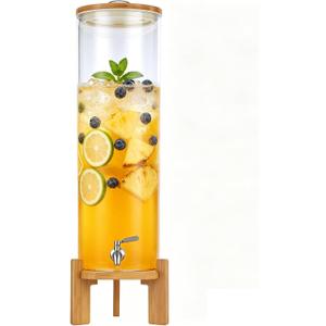Beverage Dispenser, 4Gallon Glass Drink Dispenser with Stand, Stainless Steel Spigot, Ideal for Parties, Bars, Restaurants (15L/4 Gallon)