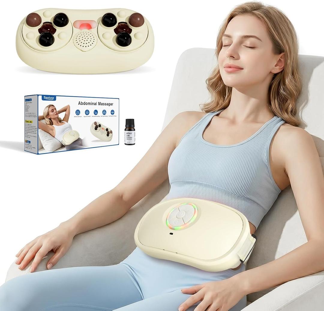 Electric Abdominal Massager - Belly Massager with Heat,Stomach Massager for Digestion Belly Cellulite Massage for Flattening Belly,Bloating,Constipation