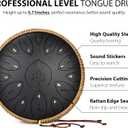Steel Tongue Drum 13 Inches 15 Notes, Hand Pan Drums for Adults 440hz, C Major Handpan Musical Instrument with Song Book, Mallets and Carry Bag, Black