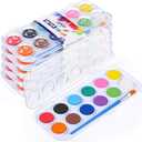 Nuanchu Gifts Bulk Watercolor Paint Washable Watercolor Paint Kits Palette and Brushes Portable Water Color Supplies for Adults, Beginners Artists Easter Gift(6 Pack,12 Colors)