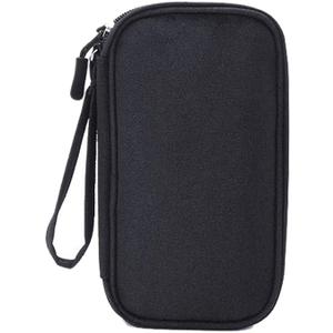 Double Layer Diabetic Supplies Organizer Bag Travel Case with Hand Strap for Insulin Pen, Test Straps, Lancets, Blood Glucose Meters, Lancing Device, Syringe, Needle, Alcohol Wipes, Vials (Black) (7.3" x 3.8")