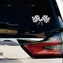 3 x 2X White 6'' Checkered Flags Crossed Car Decal Sticker Vinyl die-Cut no Background
