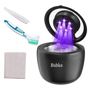 Ultrasonic Retainer Cleaner 45kHz Dental Cleaning Machine With 6 U/V Lights Adjustable Buzzer Alarm 200ML Capacity Black